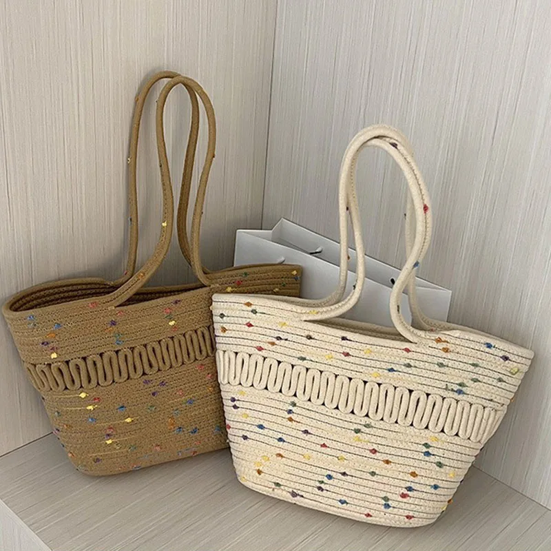 

Оптовая продажа, большая вместительная тканая сумка с французской травой, летние сумки ручной работы на плечо для женщин, пляжное плетение на берегу моря, открытое