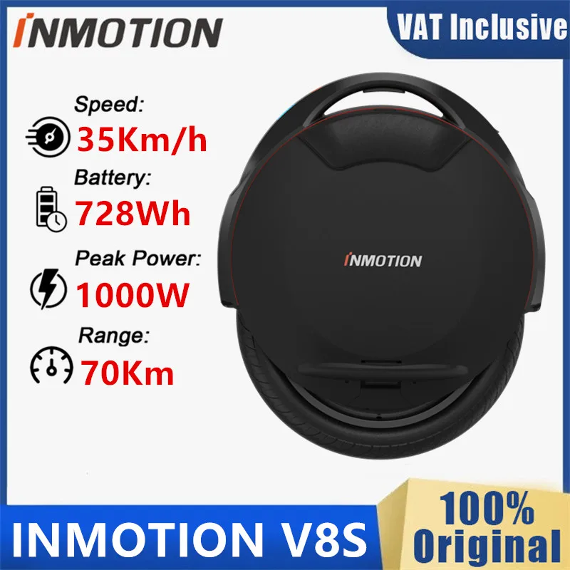 EU Stock Original INMOTION V8S Electric Unicycle 35km/h Max Speed 70Km Range Wheel V8S EUC Self Balance Smart Wheel Monowheel