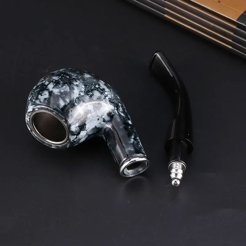 3 Devise  Frosted Smoking Pipe Black Resin Marbling Tobacco Pipe with Filter Smoking Accessories Men\'s Holiday GiftTool
