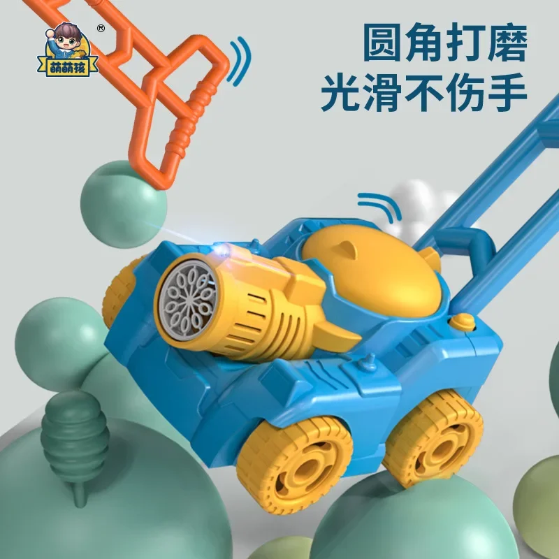 Carrello per macchine per bolle Carrello per tosaerba Auto elettrica automatica per bolle di sapone Auto Giochi estivi per feste all'aperto Giocattoli per bambini