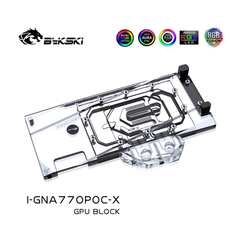 Imagem -06 - Bykski Gpu Uso Bloco de Água para Gunnir Intel Arc A770 Fóton 16g oc Cartão Radiador Refrigeração Cobre Rgb Aura I-gna770poc-x