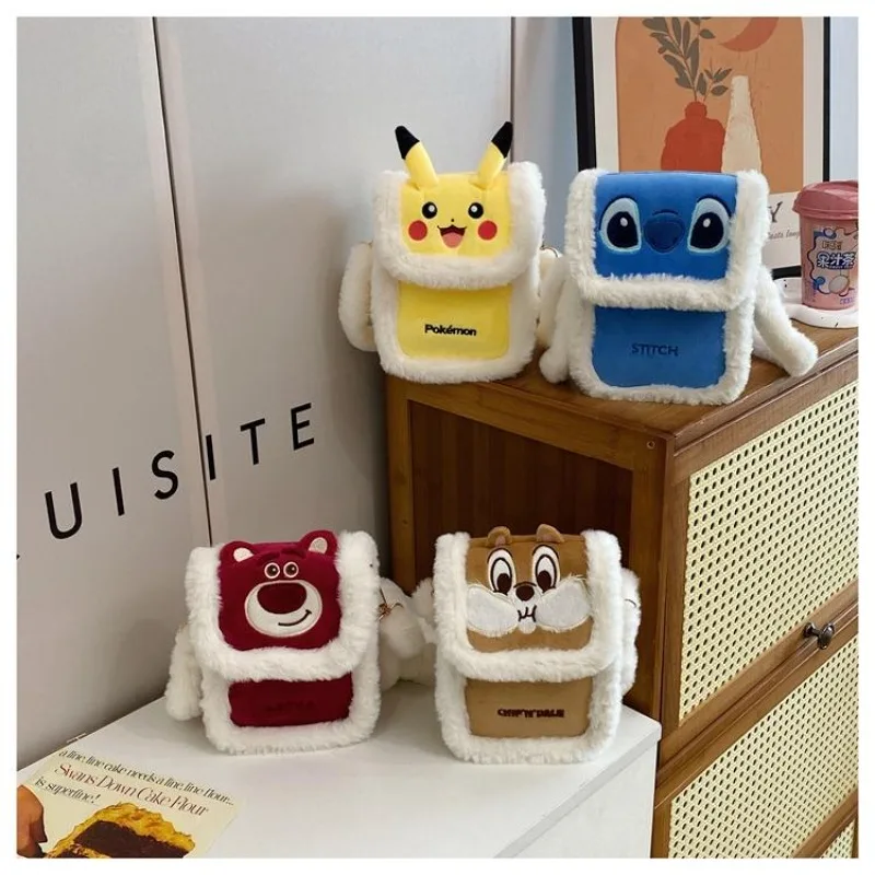 

Pokémon Crossbody Bag Cute Pikachu Stitch Lotso Elf Storage Bag Wallet Student Backpack Cosplay Anime Party Gifts Kids Toys