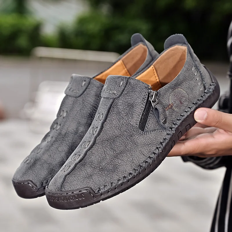 Comfortable Leather Men Shoes Casual Slip On Men Loafers Qlity Split Leather Shoes Men Flats Hot Sale Moccasins Shoes Plus Size