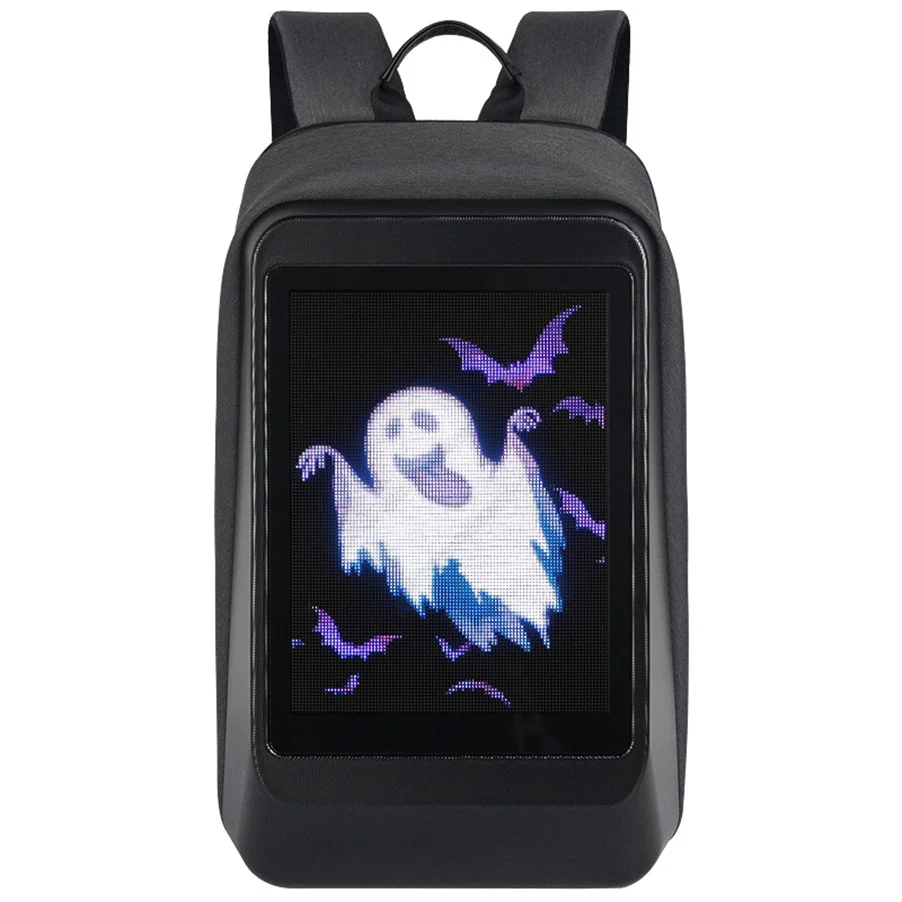 

2022 Waterproof Hard Shell Wireless Connection WIFI Control Digital Glowing Message Display Bag Led Backpack With USB Charging