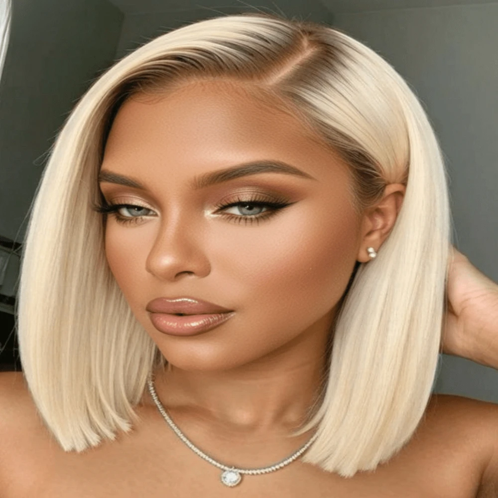 

Парик Omber Blonde из натуральных волос, плотность 180%, парик-каре из натуральных волос, предварительно сформированный, с детским волосом, 13x4 HD кружевной фронтальный парик из натуральных волос