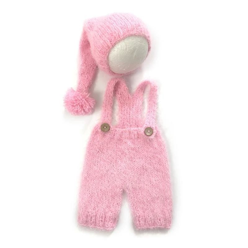 R66D Newborn Photo Outfit Baby Turban Hat Suspenders Infant Photo Posing Clothing