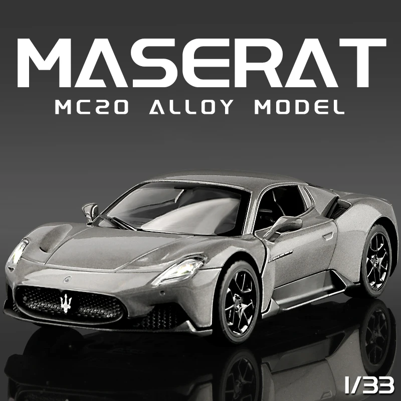 1:33 Maserati MC20 Supercar Alloy Car Model Sound and Light Pull Back Children's Toy Collectibles Birthday gift