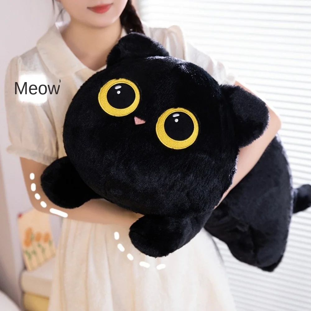 Novo 50cm longo deitado gato boneca grande dos desenhos animados gato preto brinquedo pelúcia bonecas macio fofinho travesseiro almofada