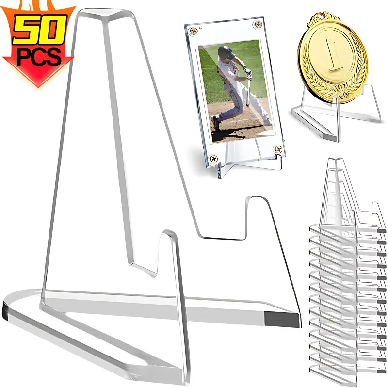 Wholesale Clear Acrylic Coin Display Stand Holders Small Easel Rack Trading Card Holder Support for Kpop Idol Card Organizer