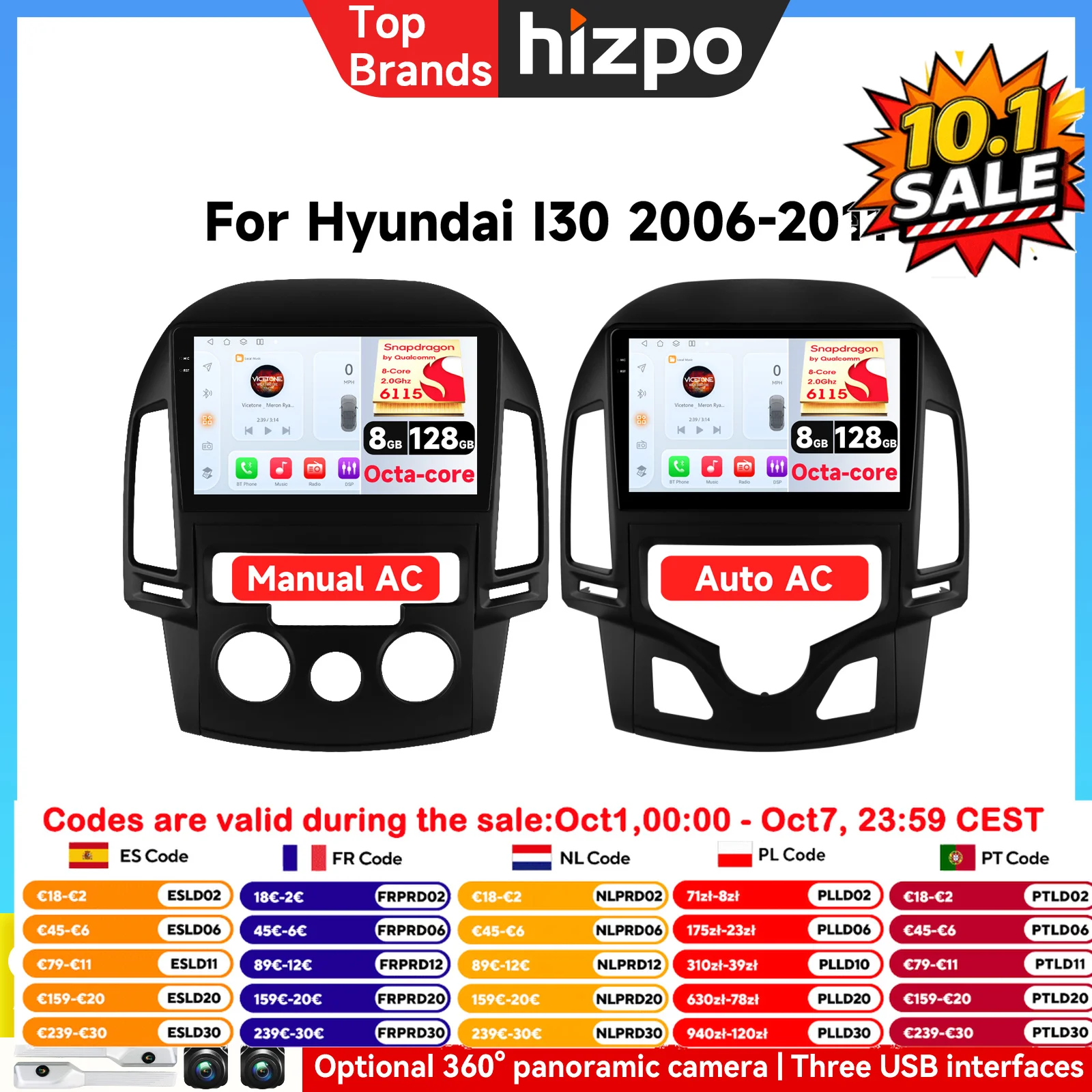 Autoradio Android 9'' per Hyundai I30 2006 - 2011, Lettore Multimediale Stereo con 4G WIFI, Unità di Controllo GPS, Navigazione, Carplay, Video Auto