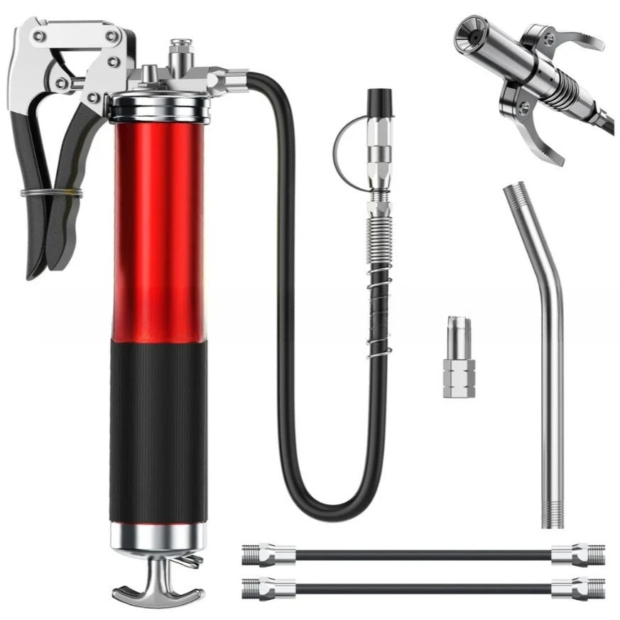 

Oil Grease Gun Kit Manual Pistol Grip High Pressure Pump Heavy Duty 400CC Greasing Injector Tool for Maintenance and Repairs