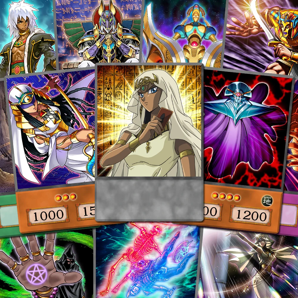 50 piezas/set YGO Mazo de Personajes Ishizu Ishtar Orica Gravekeeper Intercambio del Espíritu Tarjetas de Papel Estilo Anime