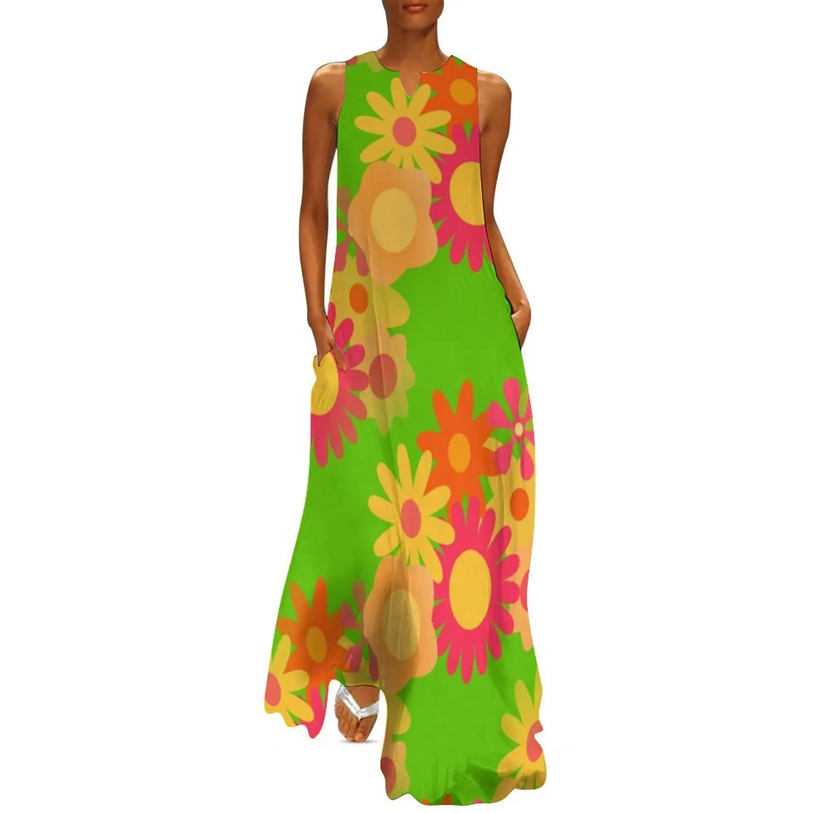 1960s vintage groovy mod floral Long Dress dresses for women 2025 Dress for girls prom dress 2025