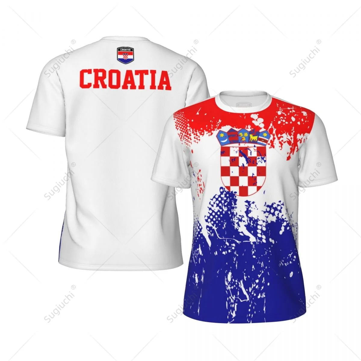 Exclusive design Croatia Flag Grain 3D Printed Men For Running Bike Soccer Tennis Fitness Sports tshirt Mesh Fans Short T-shirt