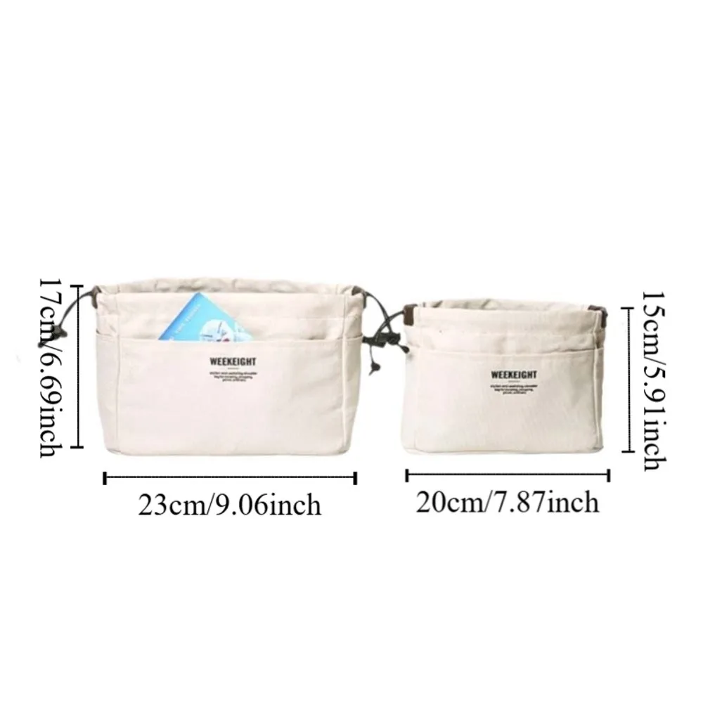 Canvas Drawstring Storage Organizers Portable Handbag Multi-Pockets Liner Bag Insert Organizer Sturdy Travel Storage Bag Girls