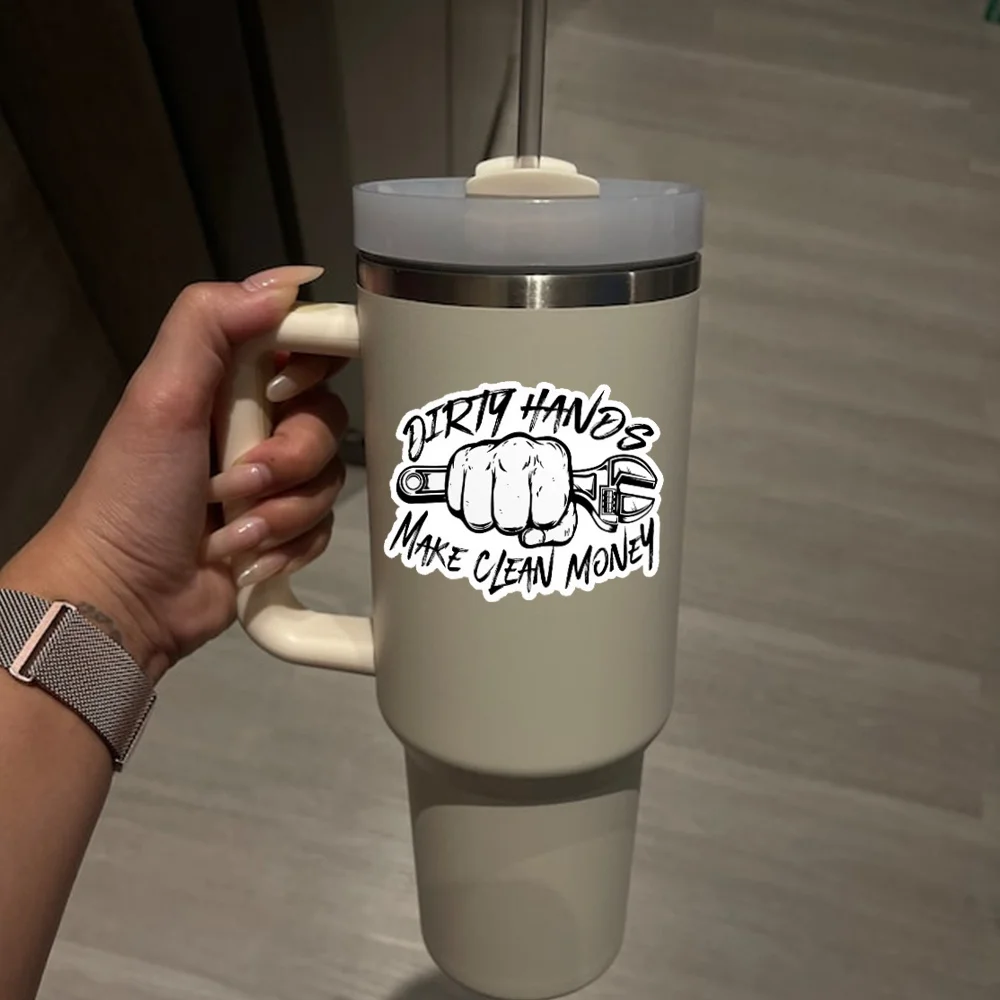 الأيدي القذرة تجعل النقود النظيفة ملصق وظيفة الياقة الزرقاء البناء الخطي مقاوم للماء يموت قطع الفينيل ملصق #5