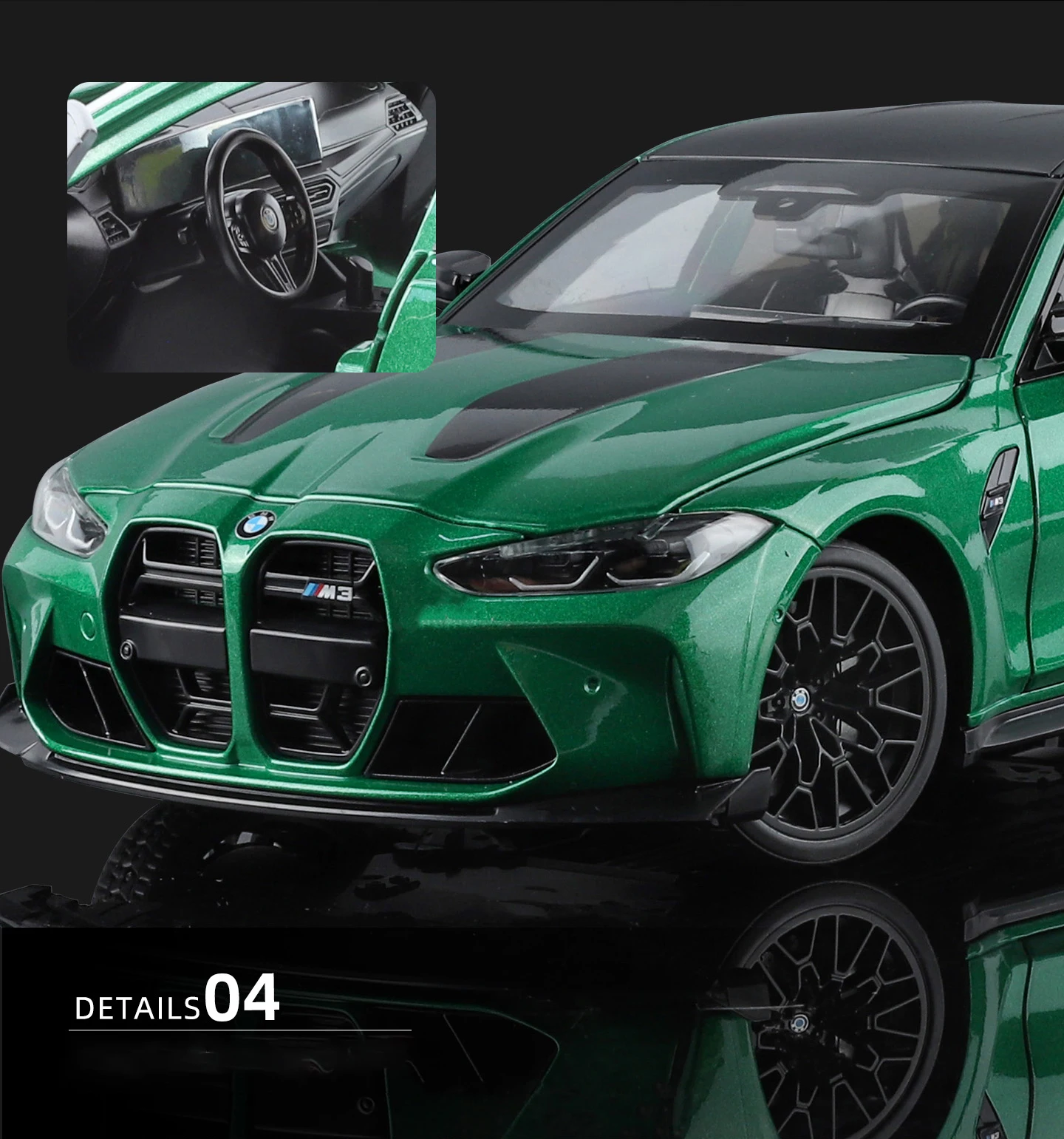 NEU 1:18 BMW M3 CS LCI G80 Mpower Supersportwagen Legierung Auto-Modelle & Spielzeugfahrzeuge Automodell Miniatur Maßstabsmodell Auto für Kinder – Detail 14