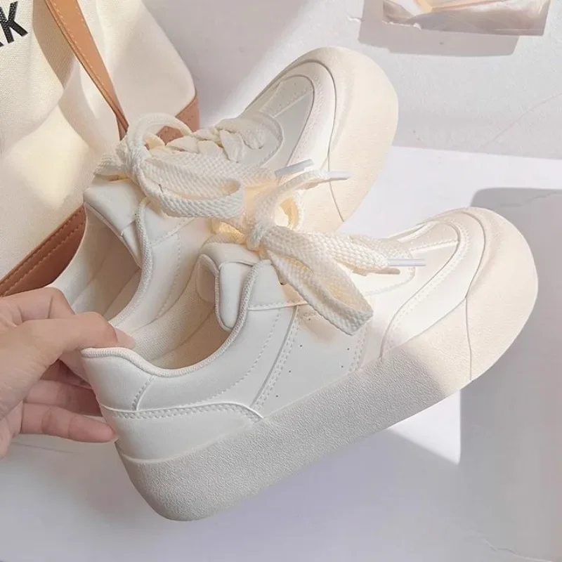 

Lightweight White Sneakers 2025 Women Thick Bottom Canvas Shoes Ins Minimalist Versatile with Dresses Jeans​