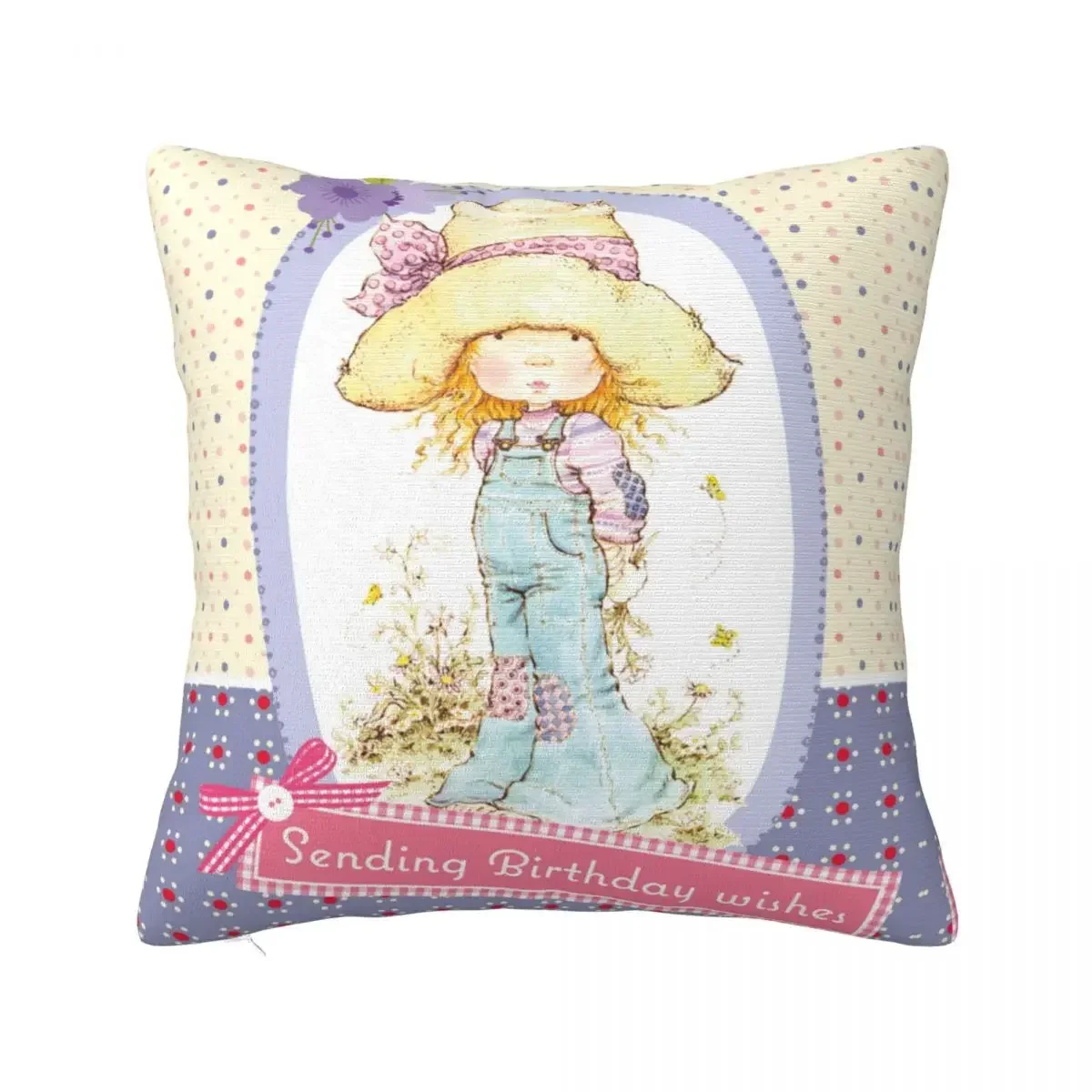 Cute Sarah Kay Girl Pillowcase Accessories Printing Fabric Cushion Cover Decoration Cartoon Country Life Pillow Cover Multi-Size