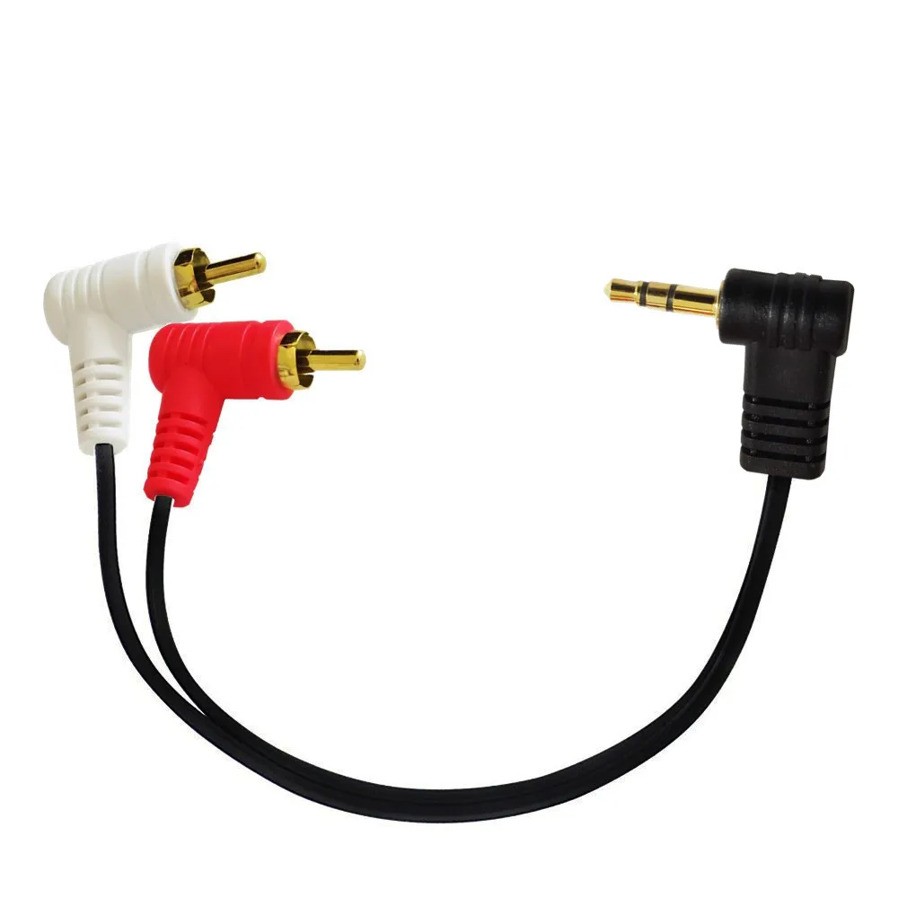 90 Degree Right-Angled 3.5mm Gold 1/8 Stereo Mini Jack Male to 2 Male RCA Adapter Audio (Male to 2 Male)，0.25m/1.5m