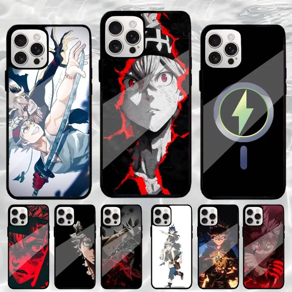 

A-Asta black clover Phone Case For iPhone17,16,15,14,13,12,11 Plus,Pro Max Black Protective Shell Soft Cover