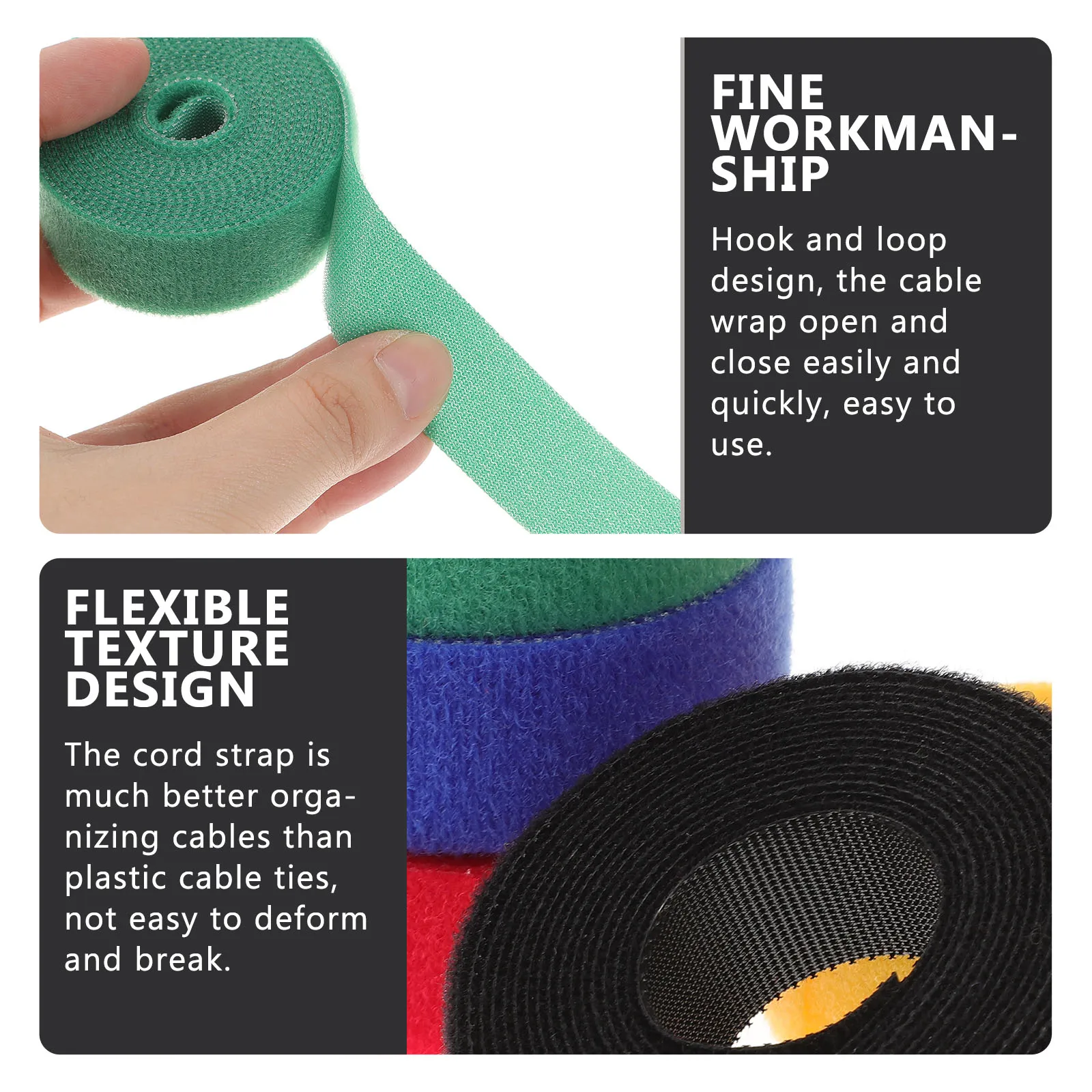 

5pcs Cable Adhesive Hook Loop Tape Wire Organizer Reusable Cord Household Practical Cord Straps Solution