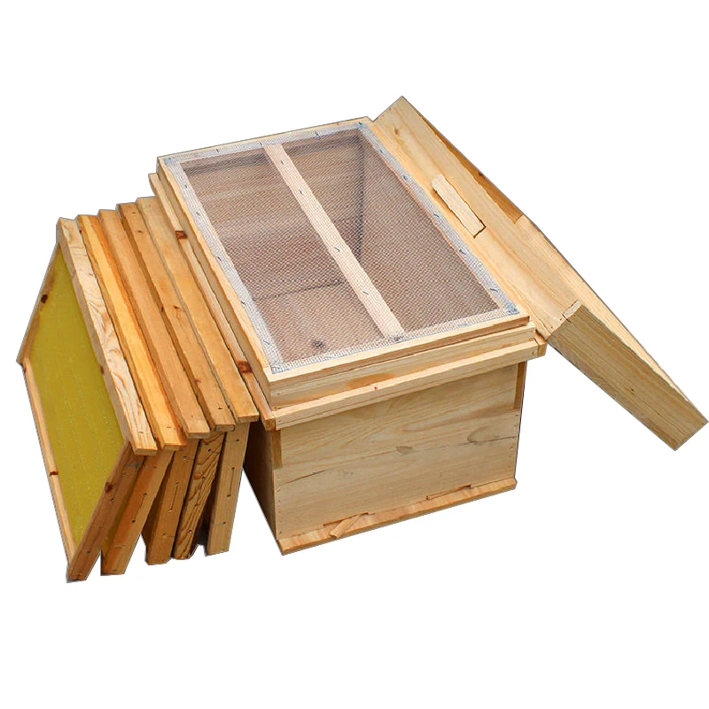 7 Frame Bees Box with Nest Frame Wooden Bee Hives Set Garden Bees House Complete Honeycomb Beekeeping Equipment Starter Kit