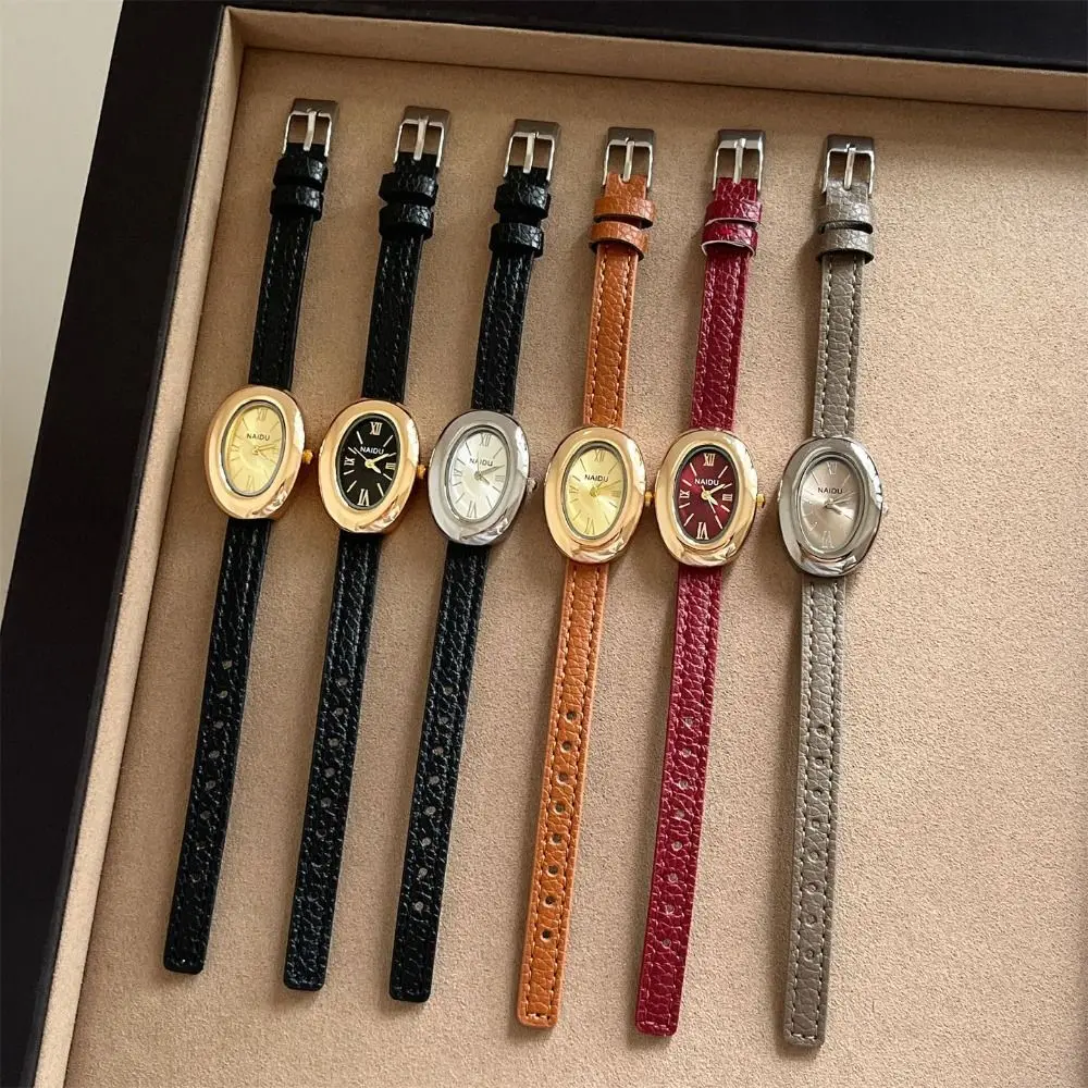 Goose Egg Shape Luxury Women Quartz Watch Soft Leather Strap Casual Leather Strap Wristwatch Durable Female Wristwatch