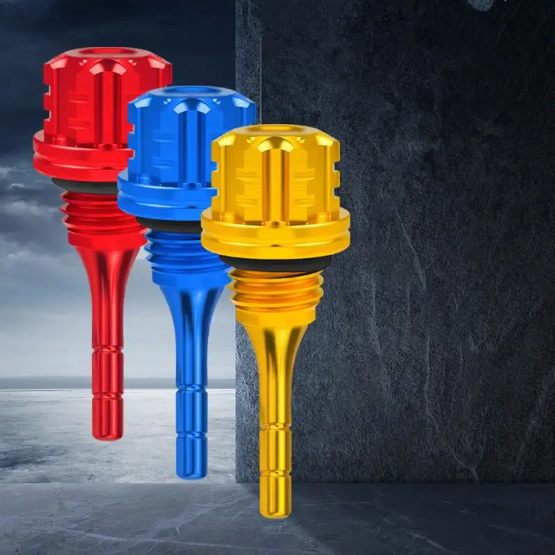 1 Pcs Motorcycle Engine Oil Dipstick CNC Aluminum Alloy Style Hexagon Plum Blossom Oil Dipstick Motorcycle Accessories
