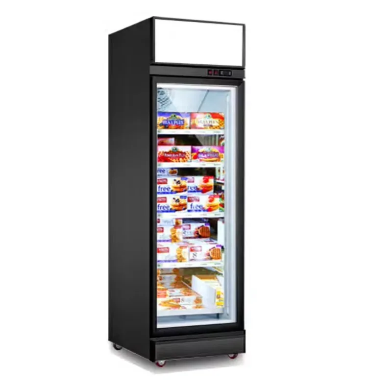 

Supermarket Ice Cream Display Cabinet Refrigerator Glass Door Fridge Commercial Upright Freezer