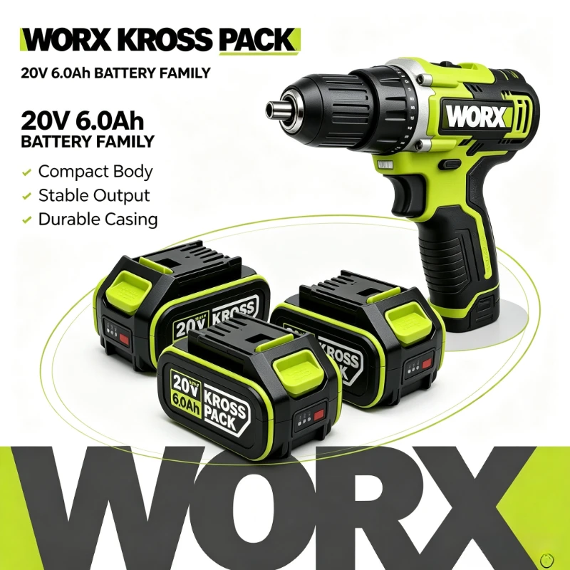 Genuine WORX WA3641 WA3058 20V 5.0Ah Lithium Battery Durable Housing for WU230.9 / WU231.9 WU629 Rotary Tools DIY Craft Repair