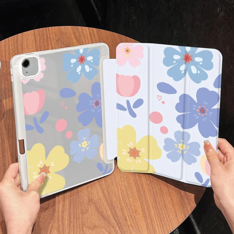 Pencil Slot Funda Case for IPad Air 6 Case IPad 10th Gen Air 5th 4th 10.9 2020 Pro 11 IPad 10.2 Case 7/8/9th Generation Flower