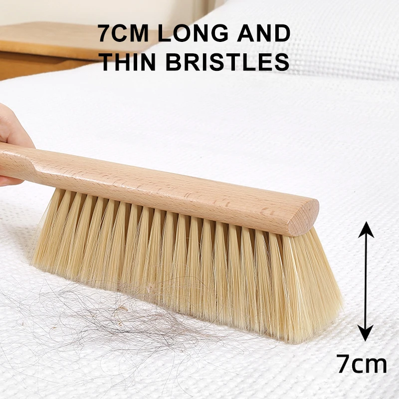 Wooden Bed Cleaning Brush Soft Elastic Fur Long Handle Duster Seven Rows Thickened Dust Brush Hand Broom Soft Anti-static Brush