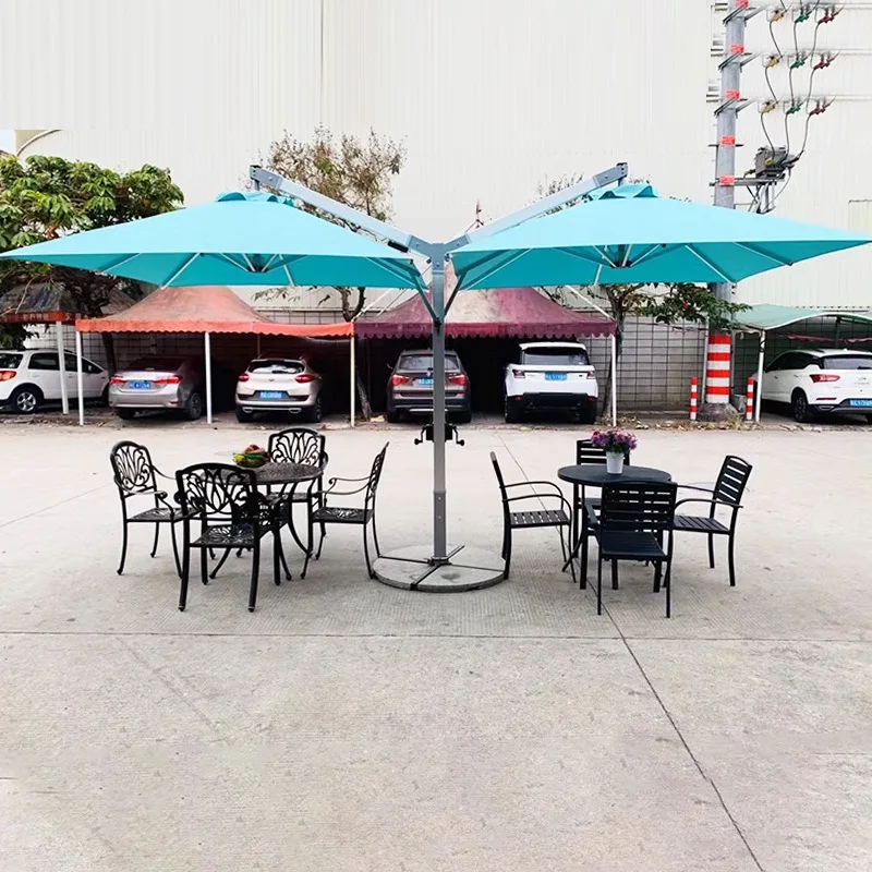 Cross-border custom double-headed Roman umbrella outdoor aluminum alloy 7-character hanging umbrella high-end hotel beach courty