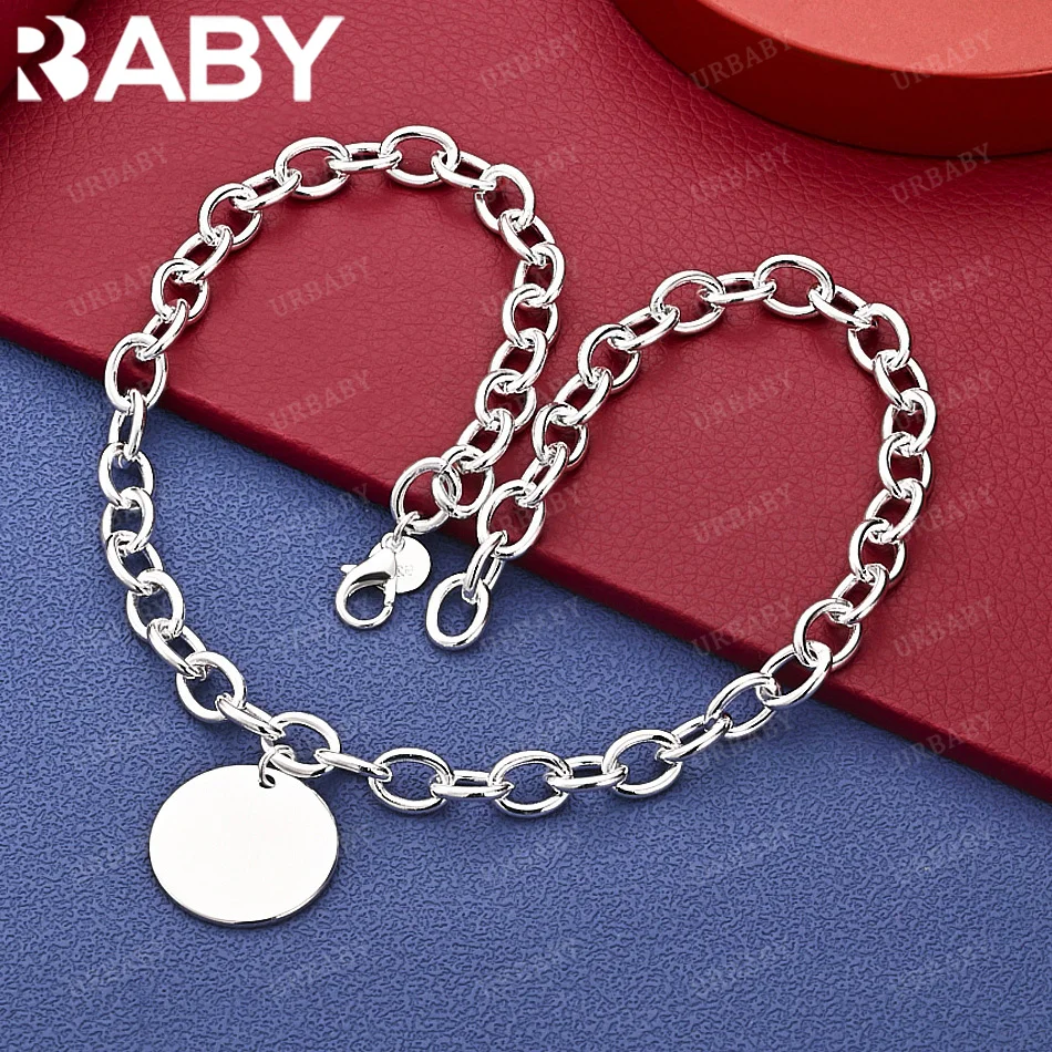 

URBABY 925 Sterling Silver Round Chain Necklace Fashion Jewelry Classic Simple Party Accessories Gifts