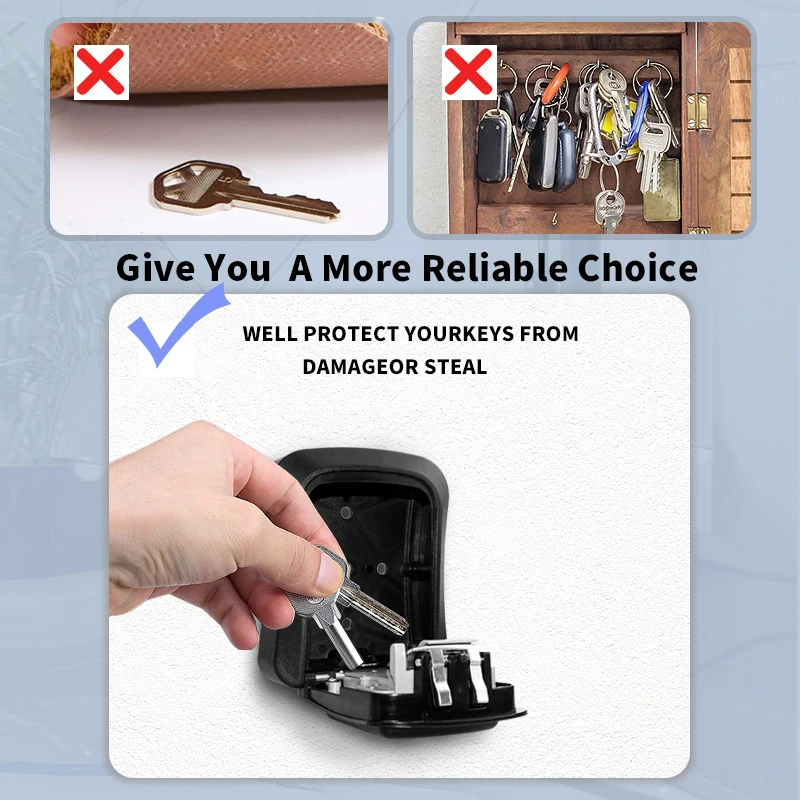 EGFirtory Smart Tuya Or TTlock APP Key Box Large Store Space 2 Way Unlock Waterproof Security ABS Key Box