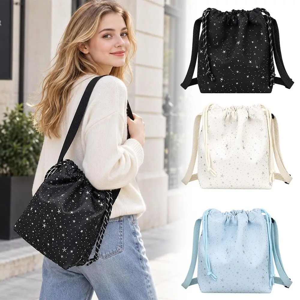 Lightweight Drawstring Backpack Wear-resistant Waterproof Sport Gym Bag Polyester Star Pattern Shoulder bag Swimming