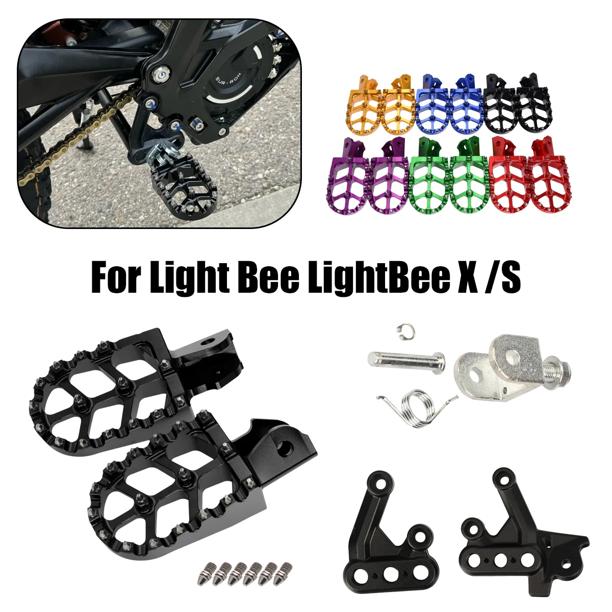 

For Sur-Ron Surron Light Bee LightBee X /S CNC Aluminum Foot Pegs Rest Footpegs Electric Motorcycle For Talaria Moto Acessorios