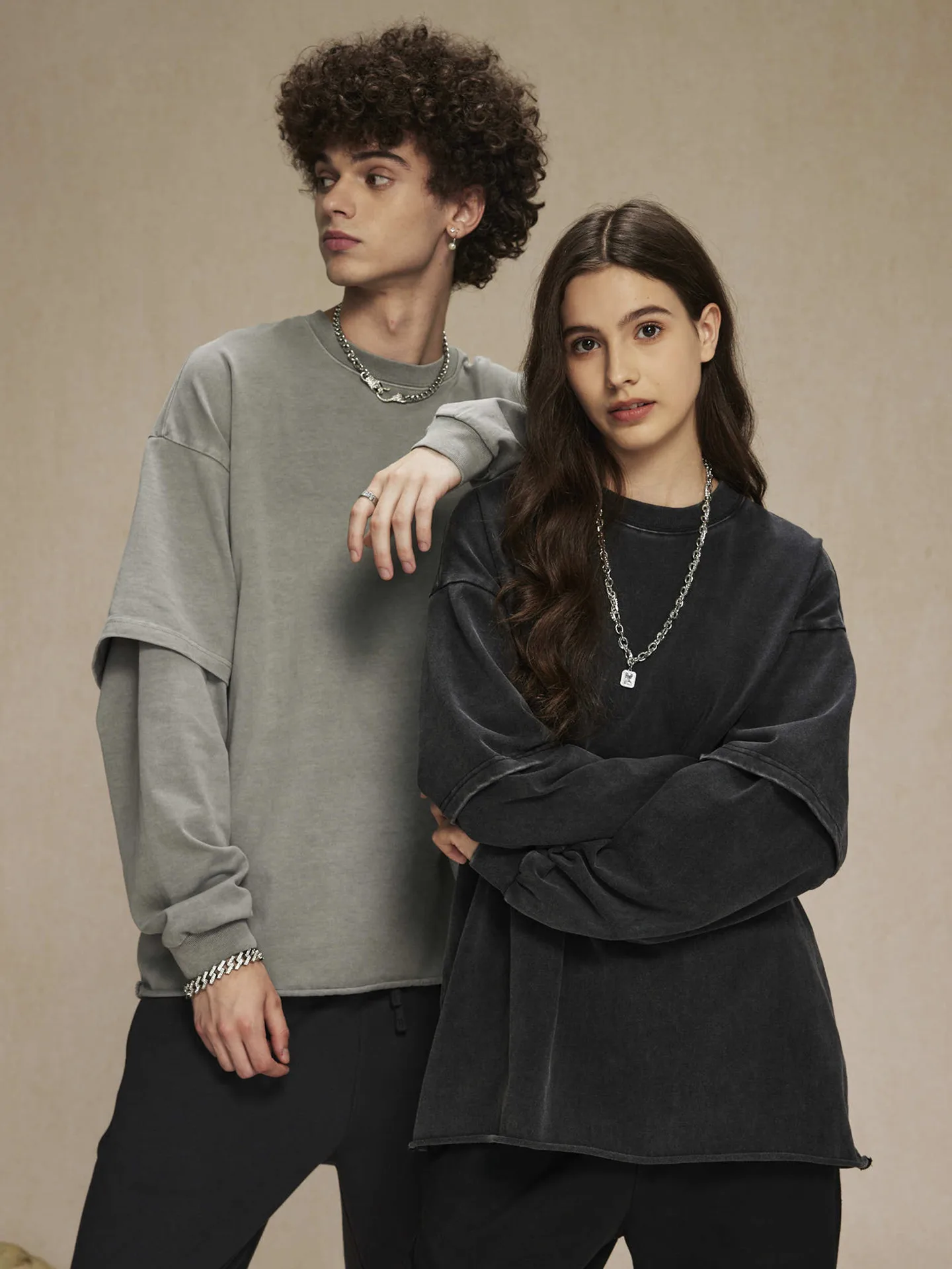 

Мужская футболка с длинным рукавом в стиле ретро, американского дизайна, свободного кроя, с эффектом пошива, универсальная, для осеннего уличного стиля, из дышащего хлопка, с круглым вырезом