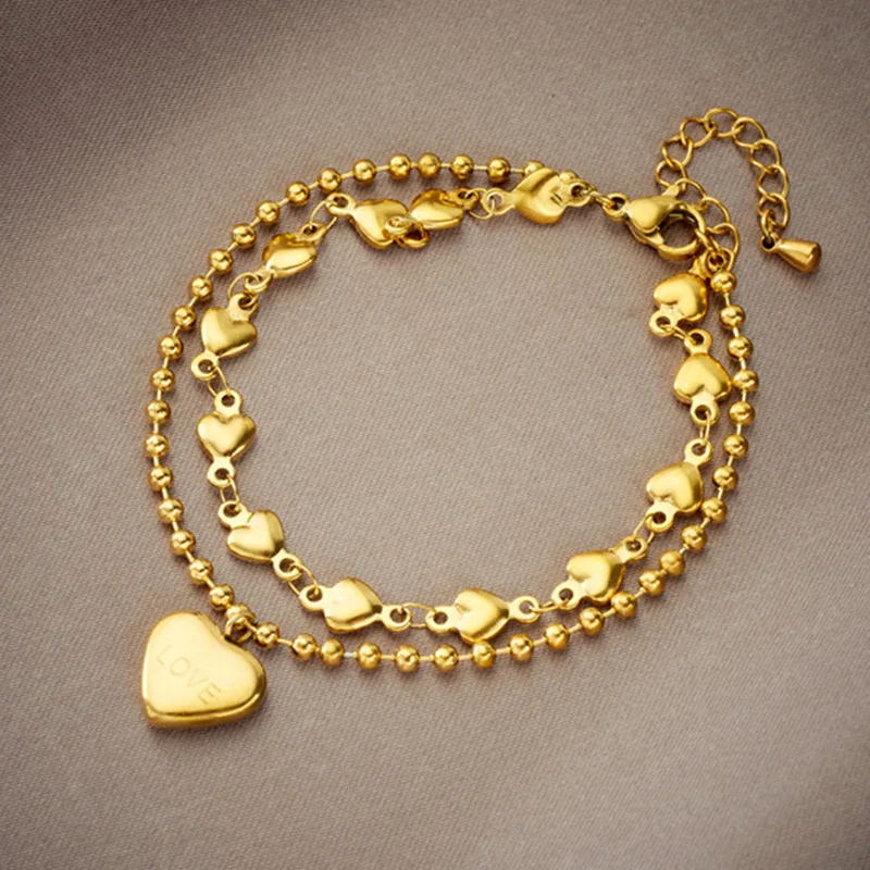 Doubler Layers Extend Stainless Steel Chain Fashion Jewelry Bracelet For Women New RJ291