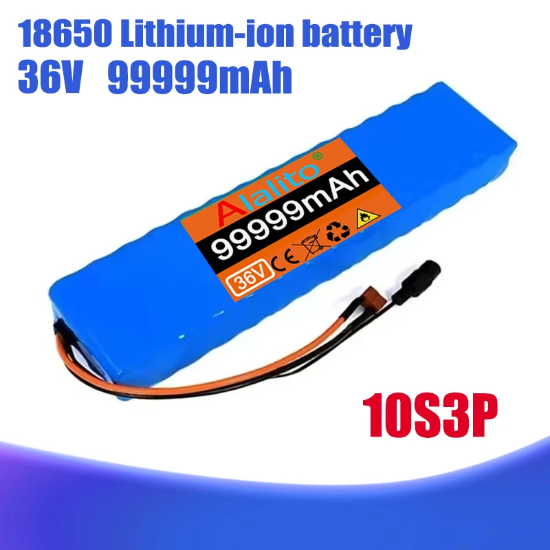 36V lithium-ion battery pack 10S3P 99999mAh, built-in 15A BMS, suitable for 250W-500W devices+42V 2a charger