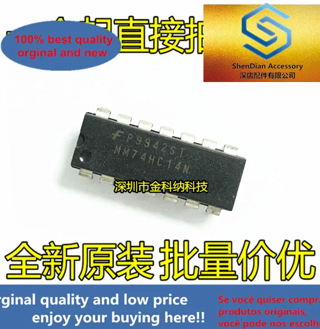 10pcs only orginal new MM74HC14N in-line DIP14 six inverted Schmitt trigger imported original