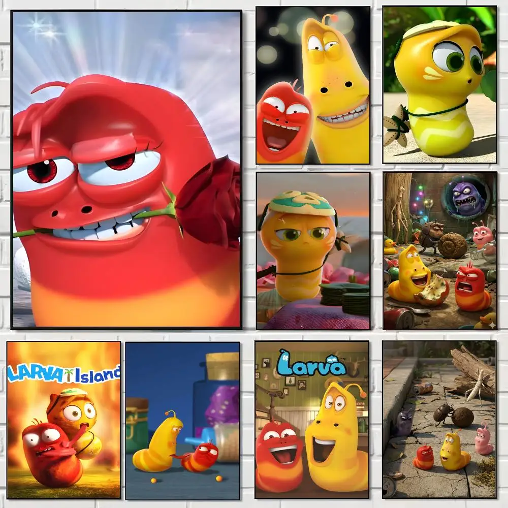 Kids Animation L-Larva Poster Pegatina artistica HD autoadhesiva impermeable para salon dormitorio