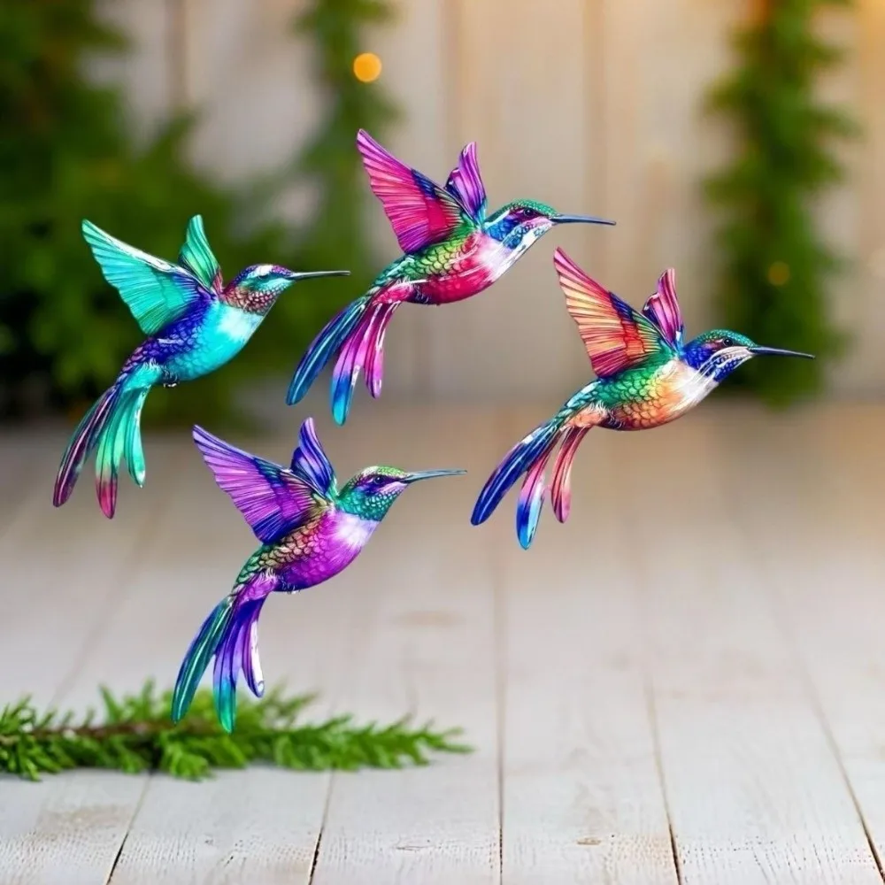 Metal Material Metal Hummingbird Wall Art 3D Design Vintage Hummingbird Pendant Weather Resistant