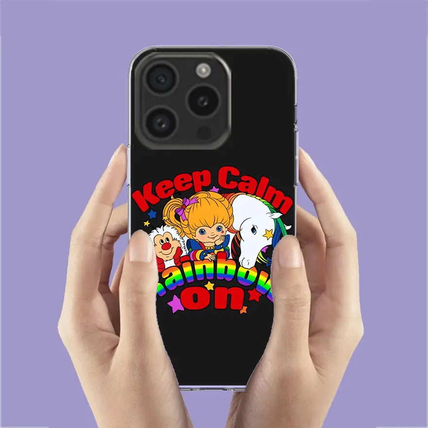 R-Rainbow Cute Brite Clear Phone Case For Aplee iPhone 12 13 Mini 14+ 15 Plus 16 Pro Max Cover 11 Pro X XS Max Coque Hard PC Cel