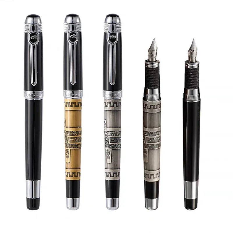 

189 Ancient Silver Treasure Bead Fountain Pen 0.5 Medium Fine Straight Sharp Point/1.0mm Bent Tip Business Office Signature Pen