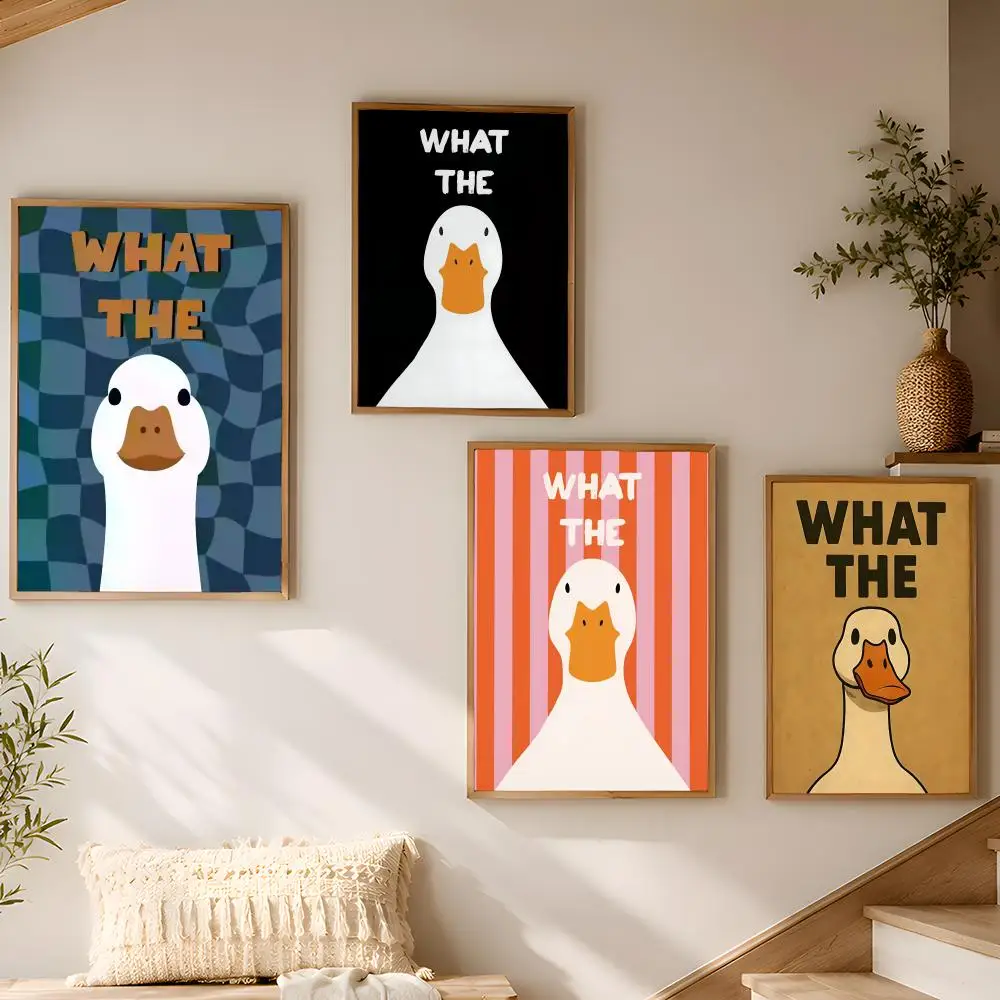What the Duck Painting Calligraphy Canvas Poster Art for Bedroom Living Room Home Decor Wall Decoration Decals Gift