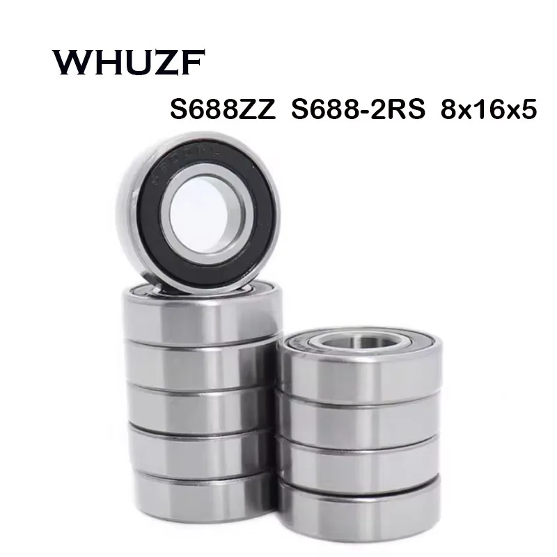 

WHUZF S688ZZ Подшипник 8x16x5 мм (10 шт.) ABEC-7 440C Ролик из нержавеющей стали S688Z S688-2RS Z ZZ Шарикоподшипник roulement