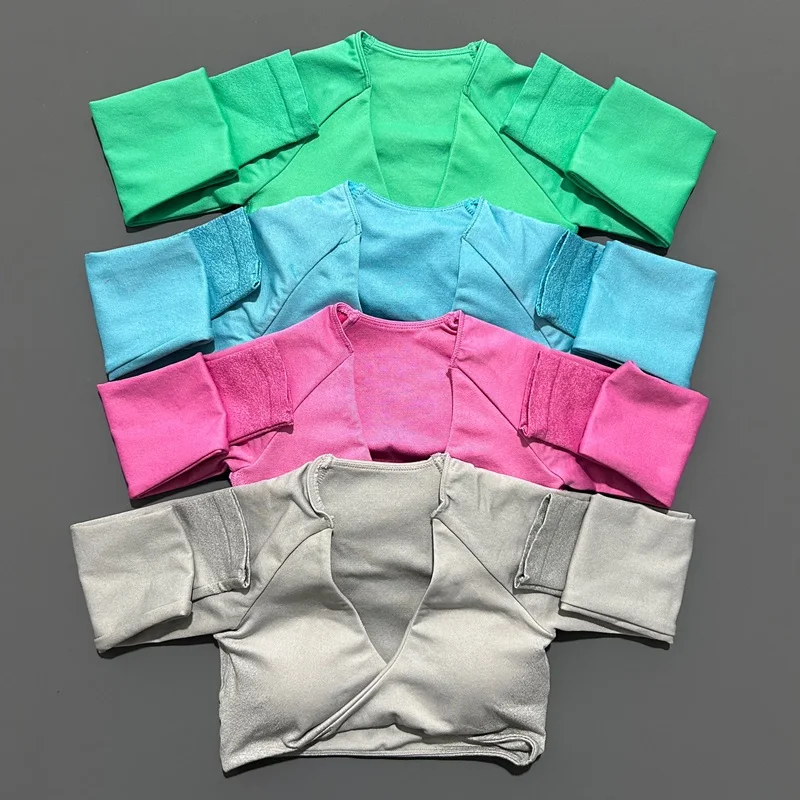 

No Logo Women Crop Top Sleeve Yoga Top Shirts Light Weight Gym Crop Top Seamless Sports Shirt Ribbed Crop Fit