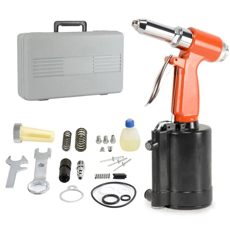 Noise Elimination Design Heavy Duty Air Rivet Tool Pneumatic Hydraulic Set 5/32 3/16 3/32 1/8 Noses